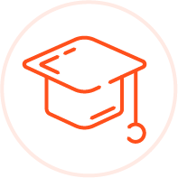 An icon of a mortarboard cap, showing Learning and Development